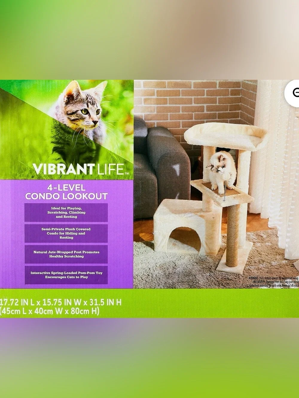 Plush Cream Cat Tree with Condo & Scratching Post